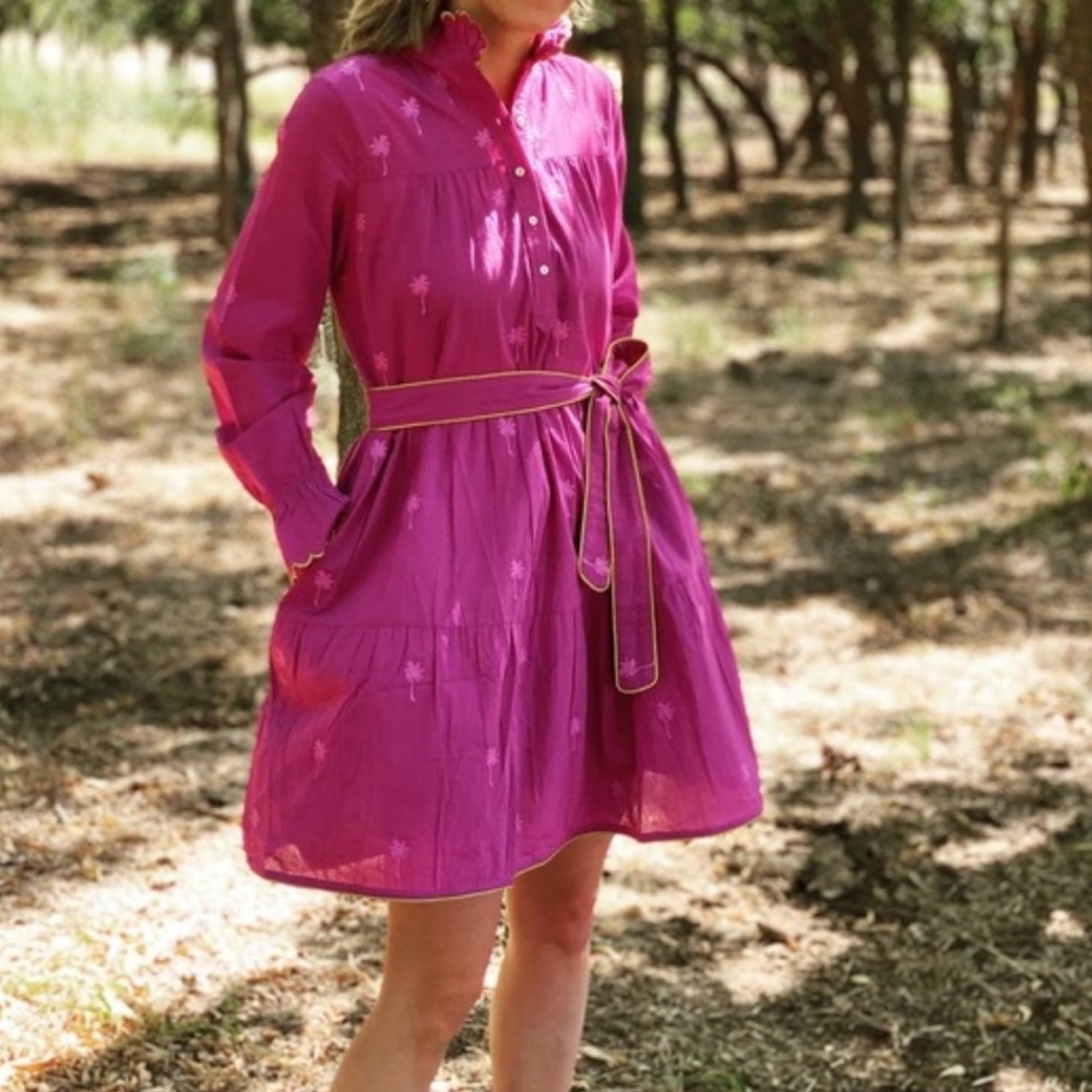 Zindagi Limited Edition Pink Dress With Embroidered Palms Has Gold Trimmings